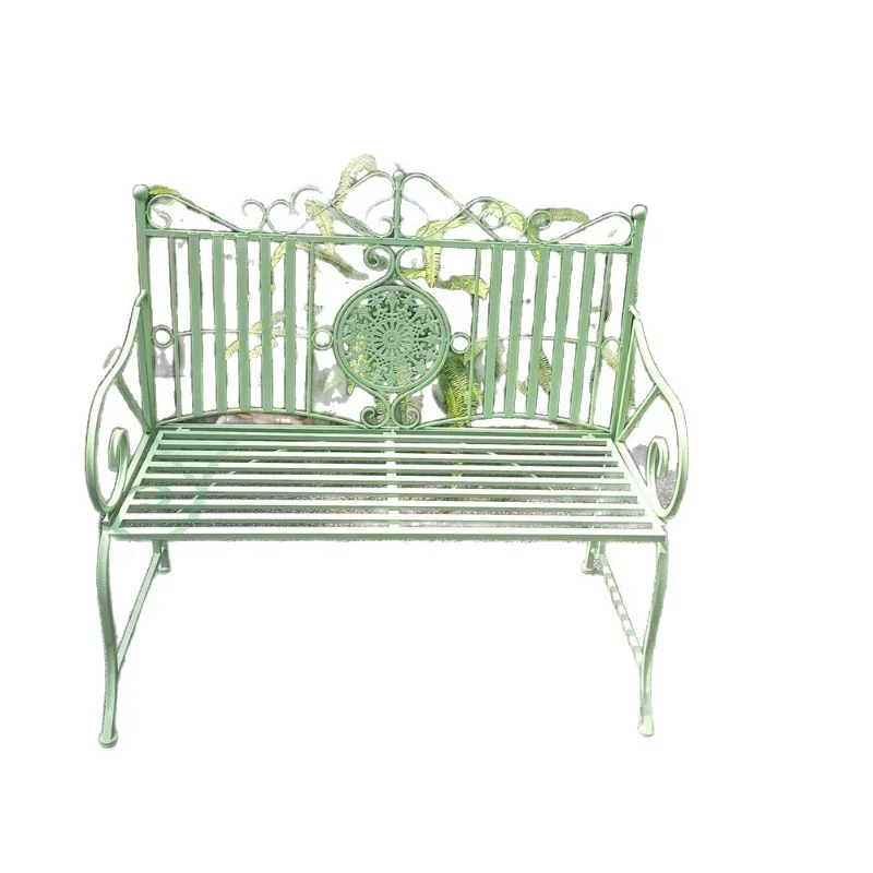 Villa European retro pastoral outdoor wrought iron double chair, courtyard balcony home leisure seat