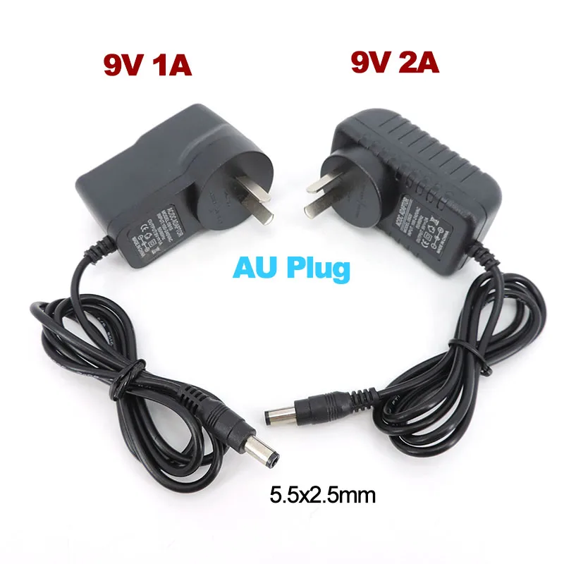 Adaptador de fuente de alimentación de 9 V, 1A, 2A, AU, Australia, adaptador de CA a CC, 9 voltios, 1000Ma, 5,5x2,5mm, cargador de regulación para Nueva Zelanda