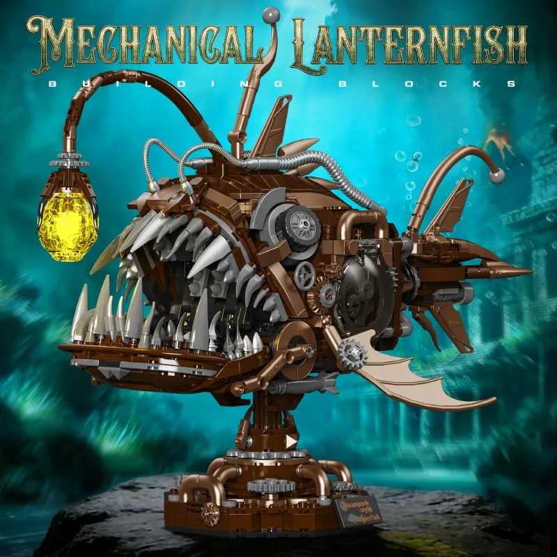 1236PCS Mechanical Lanternfish Building Blocks Marine Animals MOC Bricks Technical Ocean Organism Collectors Gifts