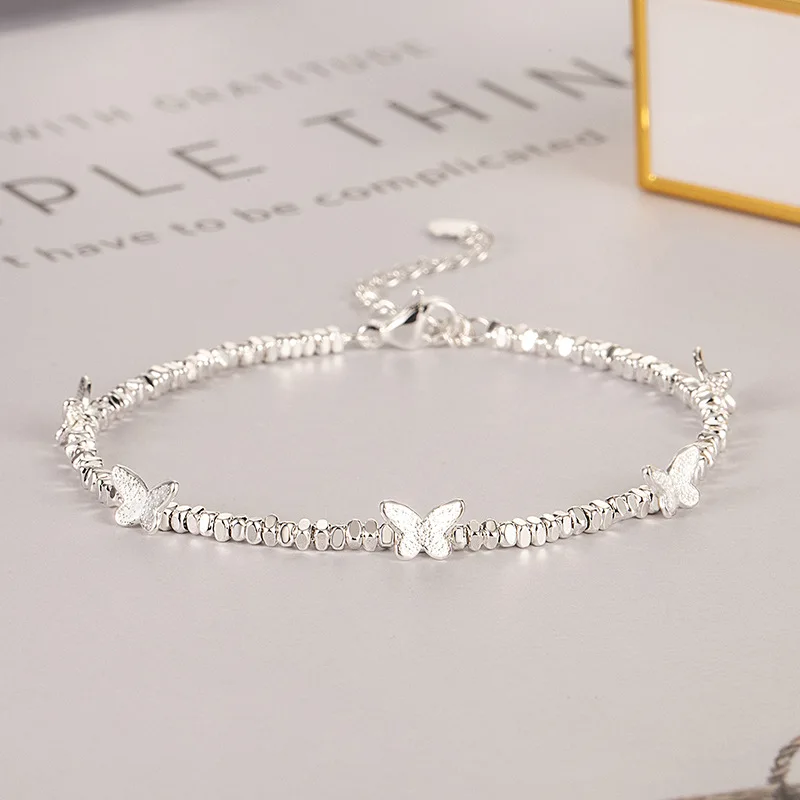 

VENTFILLE 925 Sterling Silver Butterfly Bracelet for Girl Bead String Design Insect Fashion Versatile Jewelry Gift Dropshipping