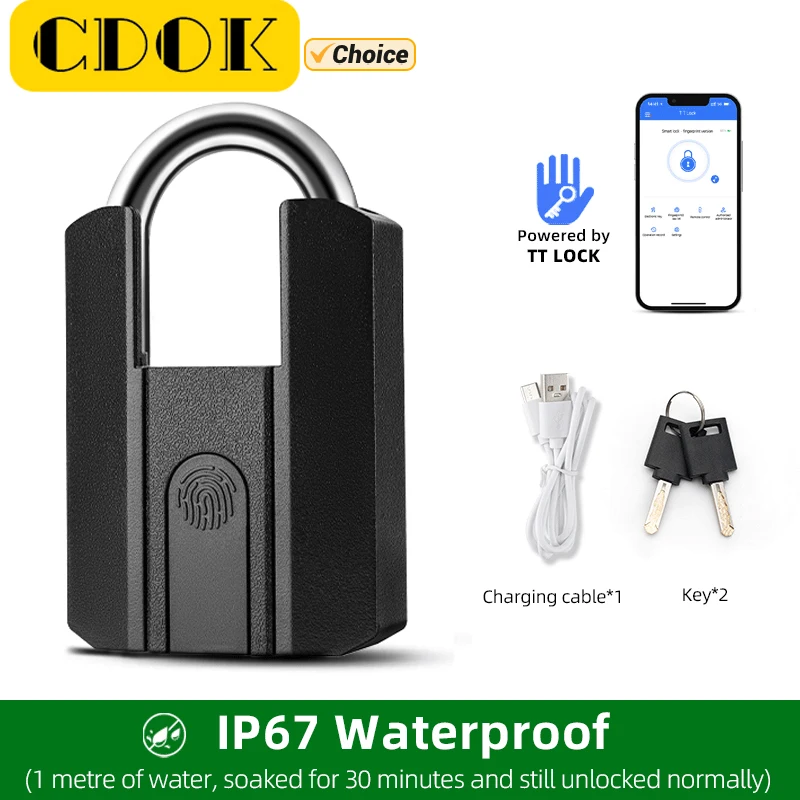 IP67 TTLock Bluetooth APP Smart Padlock Fingerprint Lock Keyless Mini Bag with Aleax Google Home Electronic Door Lock