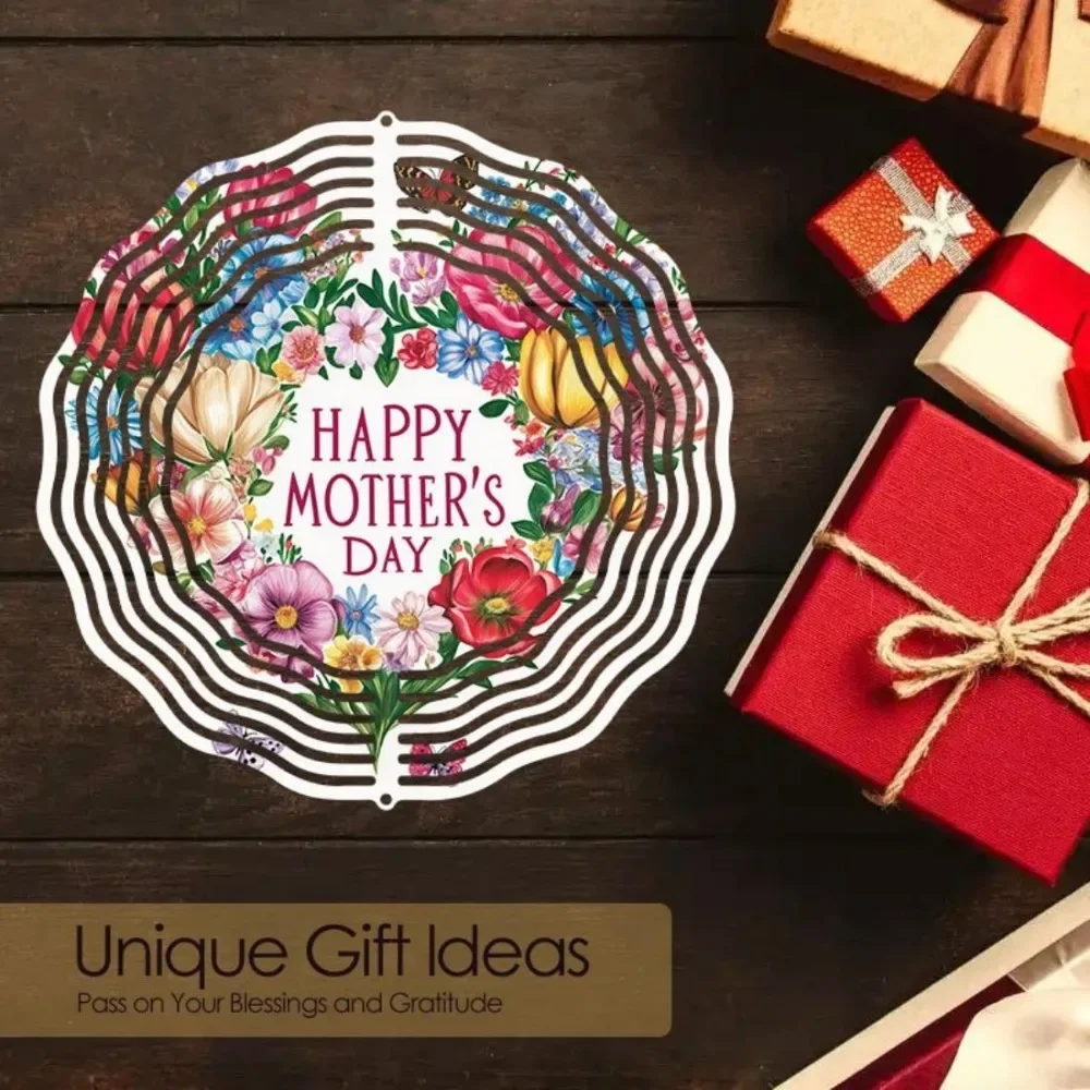 CIFBUY Wind Chimes Mother's Day Patterned Mandala 360 Rotating Garden Spinner Artistic Ornament Decor for Patio Yard Lawn