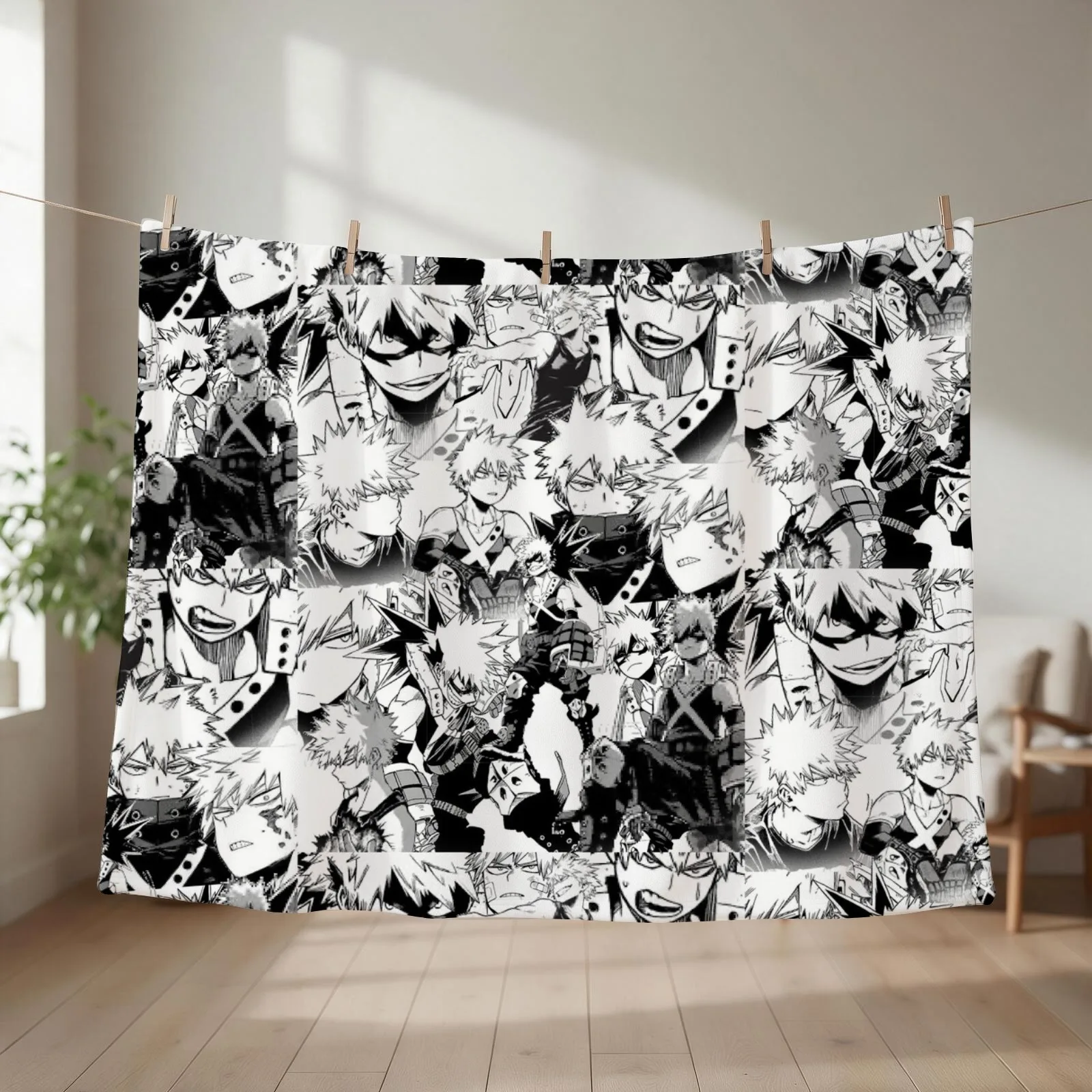 Bakugou Katsuki collage - BNHA Throw Blanket Custom Retros Thermals For Travel Decorative Sofa Blankets