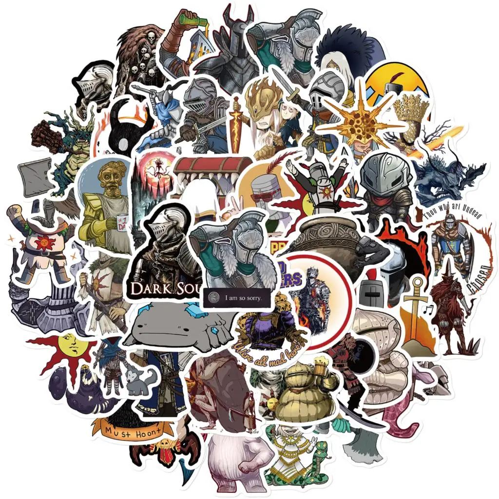 50pcs Horror Game Dark Souls Stickers Thriller Anime Decals Waterproof DIY Skateboard Laptop Motorcycle Cool Sticker Toys