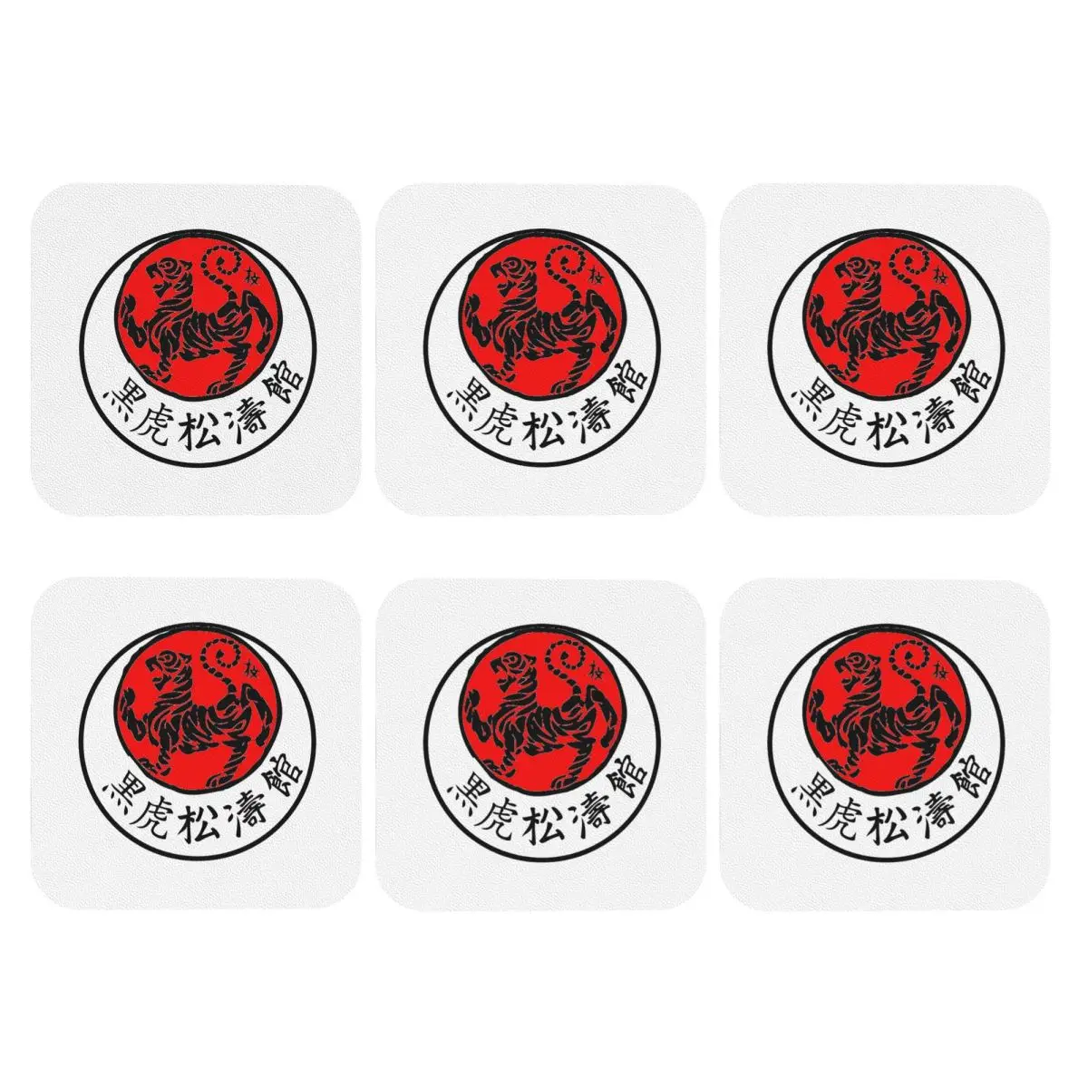 Shotokan Karate Coasters PVC Leather Placemats Insulation Coffee Mats for Decor Home Dining Pads Set of 6