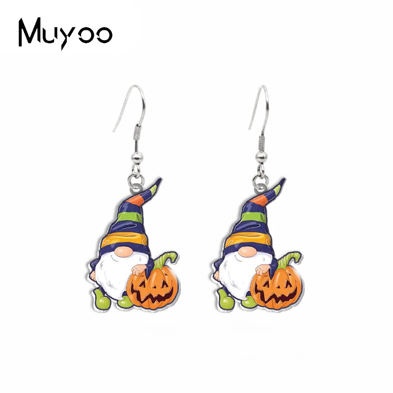 2020 New Arrival Trick or Treat Halloween Gnomes Handcraft Epoxy Acrylic Resin Fish Hook Dangle Earrings