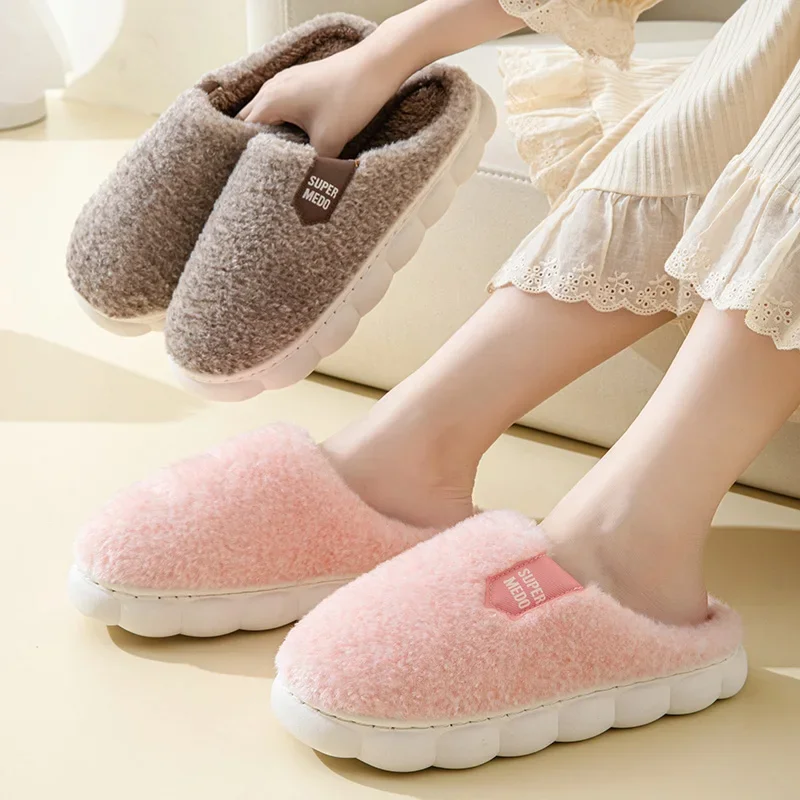 Pantoufles d'hiver en coton pour hommes et femmes, pantoufles d'intérieur, chaussures à l'offre elles optiques coordonnantes, pantoufles en peluche pour hommes, usage domestique