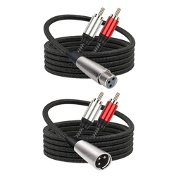 3Pin XLR To Dual RCA R/L Y Splitter Cable Unbalanced 2RCA To XLR Stereo Audio Interconnect Cable for Speaker Mixer Microphone