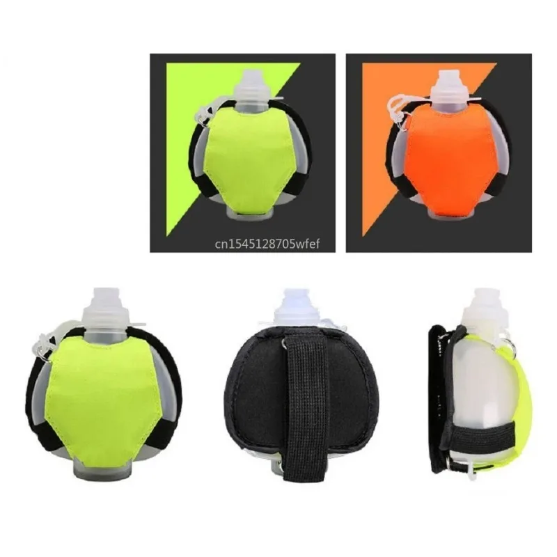 Mini Outdoor Sports Silicone Folding Water Bottle for Wrist Portable Cycling Fluorescent Running Gym Soft Hand-Held Water Bottle