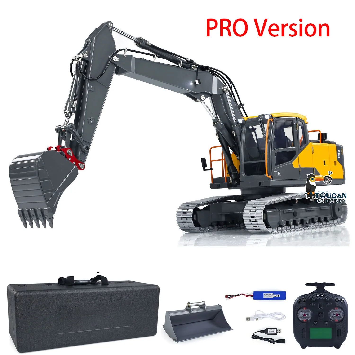 E010 1/14 RC Excavator Modified 3-section CNC Arm Radio Control Hydraulic Digger EC160 E111 Upgraded RC Car Trucks Model Toys