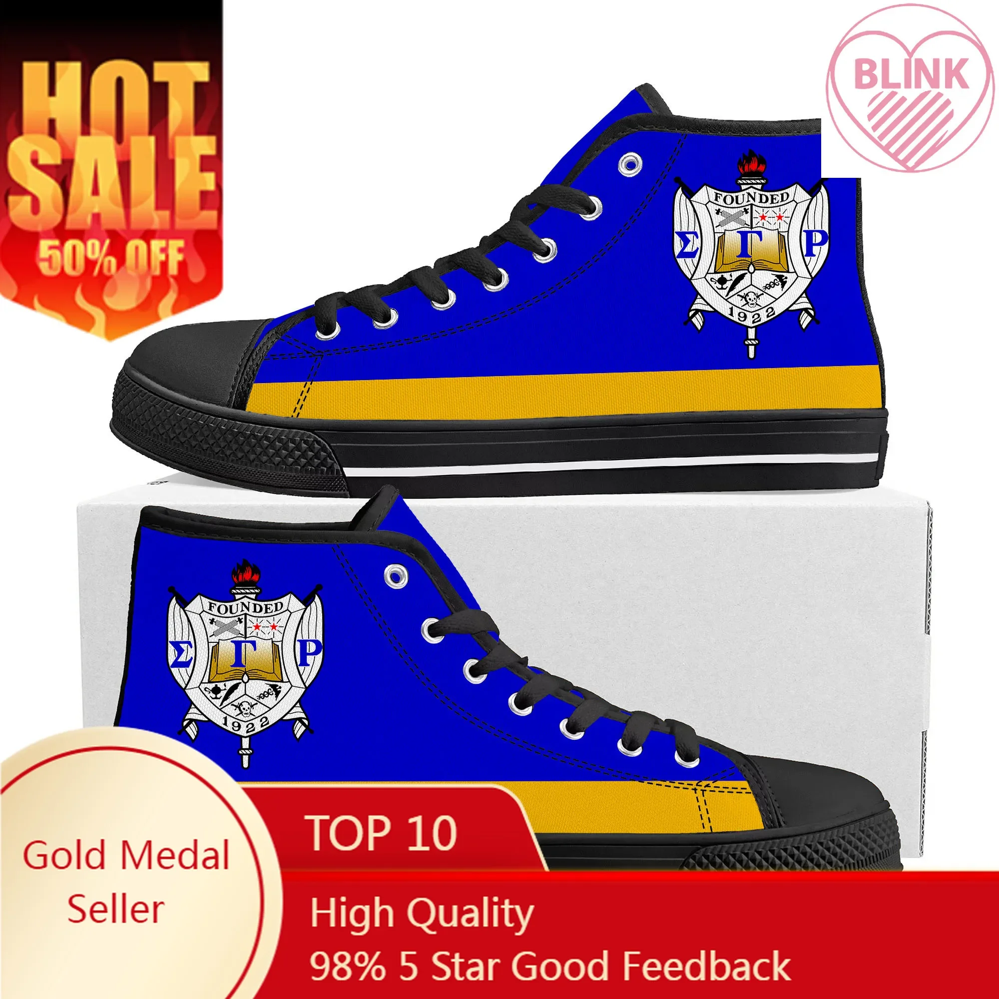 Rho Sorority ΣΓP 1922 High Top Sneakers Sigma Gamma Mens Womens Teenager Canvas Sneaker Casual Custom Made Shoes Customize Shoe