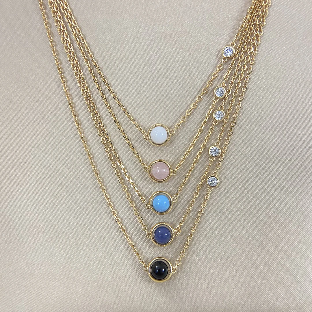 

New Exquisite 925 Silver Women's Necklace, Multi Color Rotating Bead Pendant, Holiday Gift