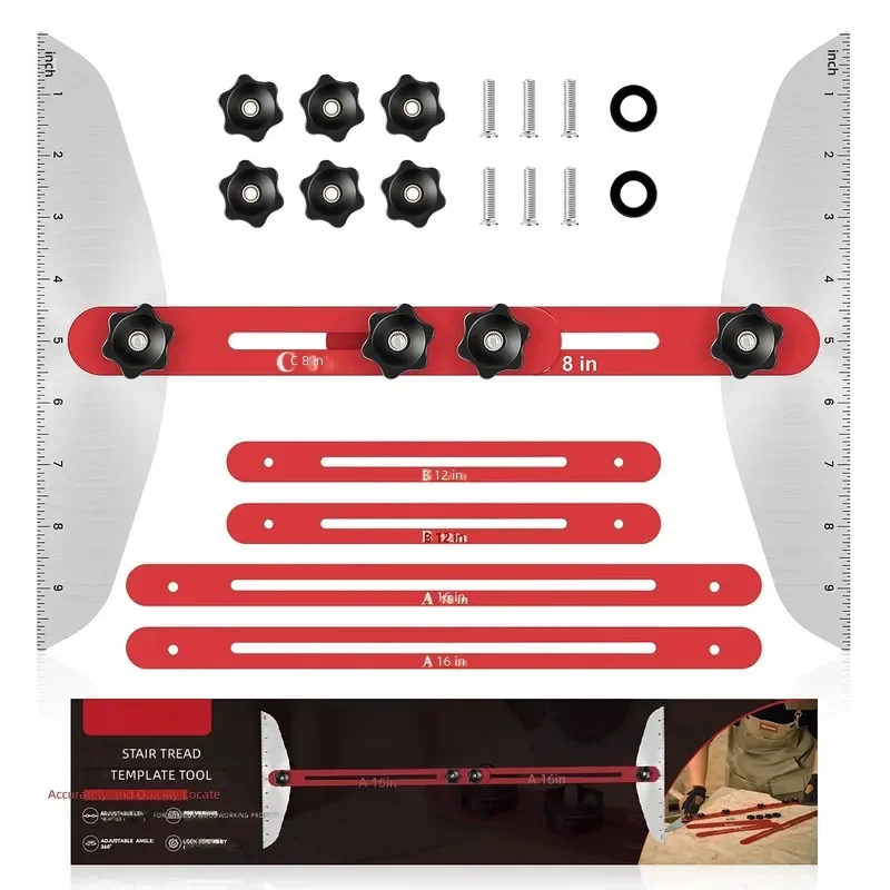 Stair Ruler Multifunctional Folding Ruler Stair Tread Gauge Home Tools New Adjustable Angle Measuring Tool for Carpentry DIY