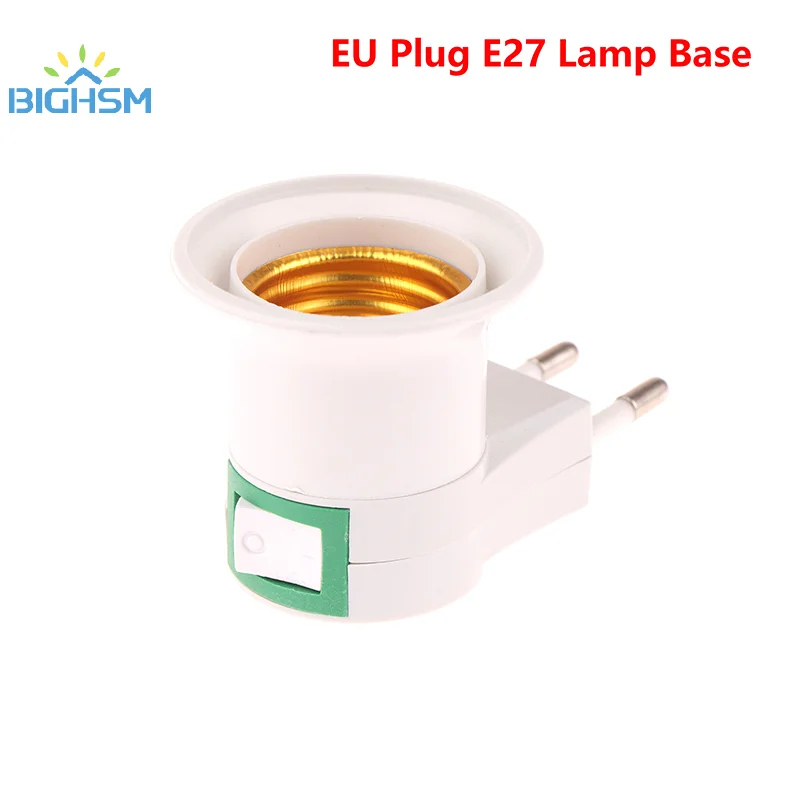 電球用白色LEDライトソケット,ランプホルダー,アダプター,コンバーター,オン,オフ,EUプラグ,照明アクセサリー,1個,e27
