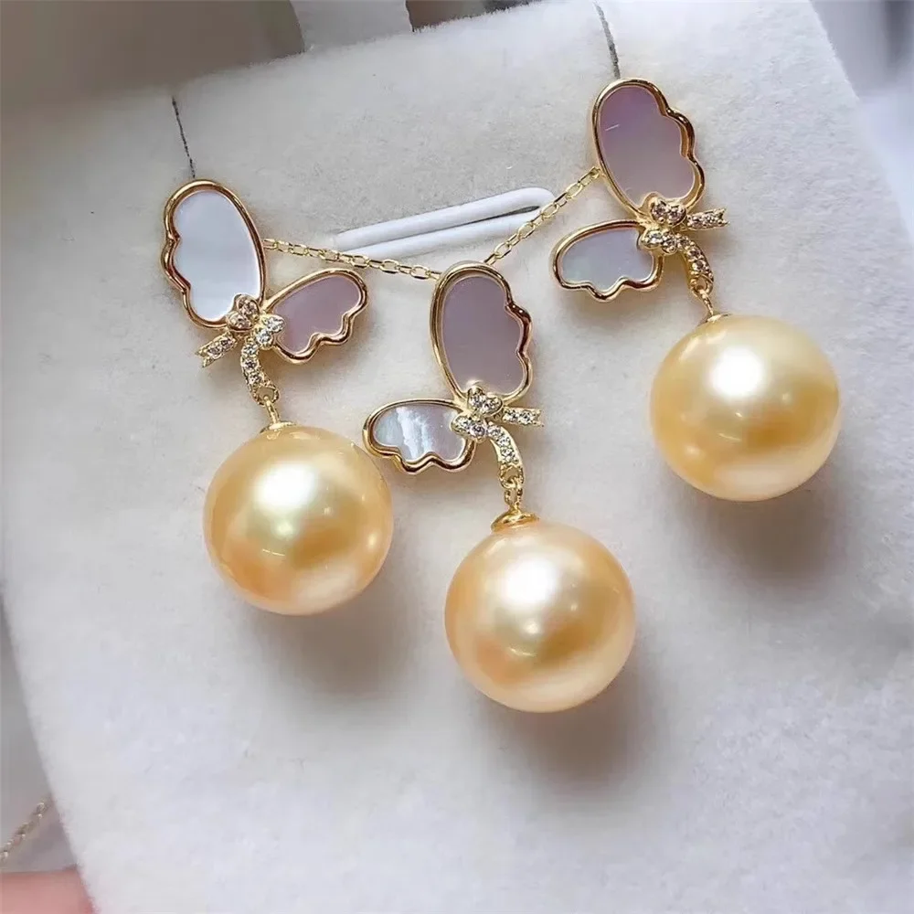 DIY Pearl Accessories 18K Gold Shell Butterfly Classic Explosion Pendant Stud Earrings Set Work in Progress