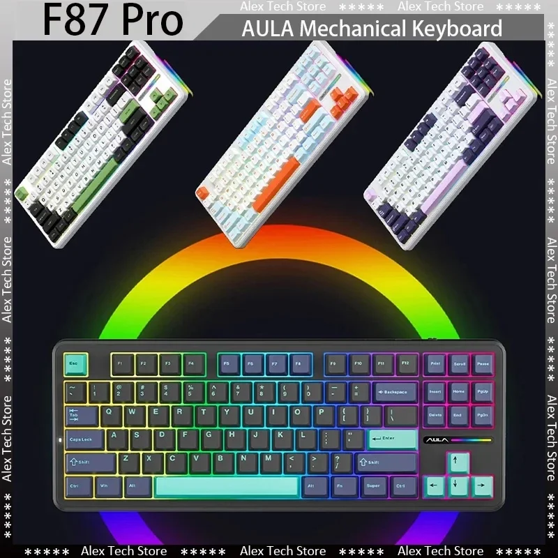 Imagem -06 - Pro Teclado Mecânico sem Fio para Jogos 2.4g Usb Bluetooth Tri Mode Keys Hot Swap Switch 87 Keys Rgb Pbt Aula-f87