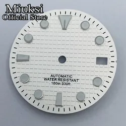 Miuksi 29mm silver watch dial luminous fit NH35 movement fit 3 o'clock crown 3.8 o'clock crown