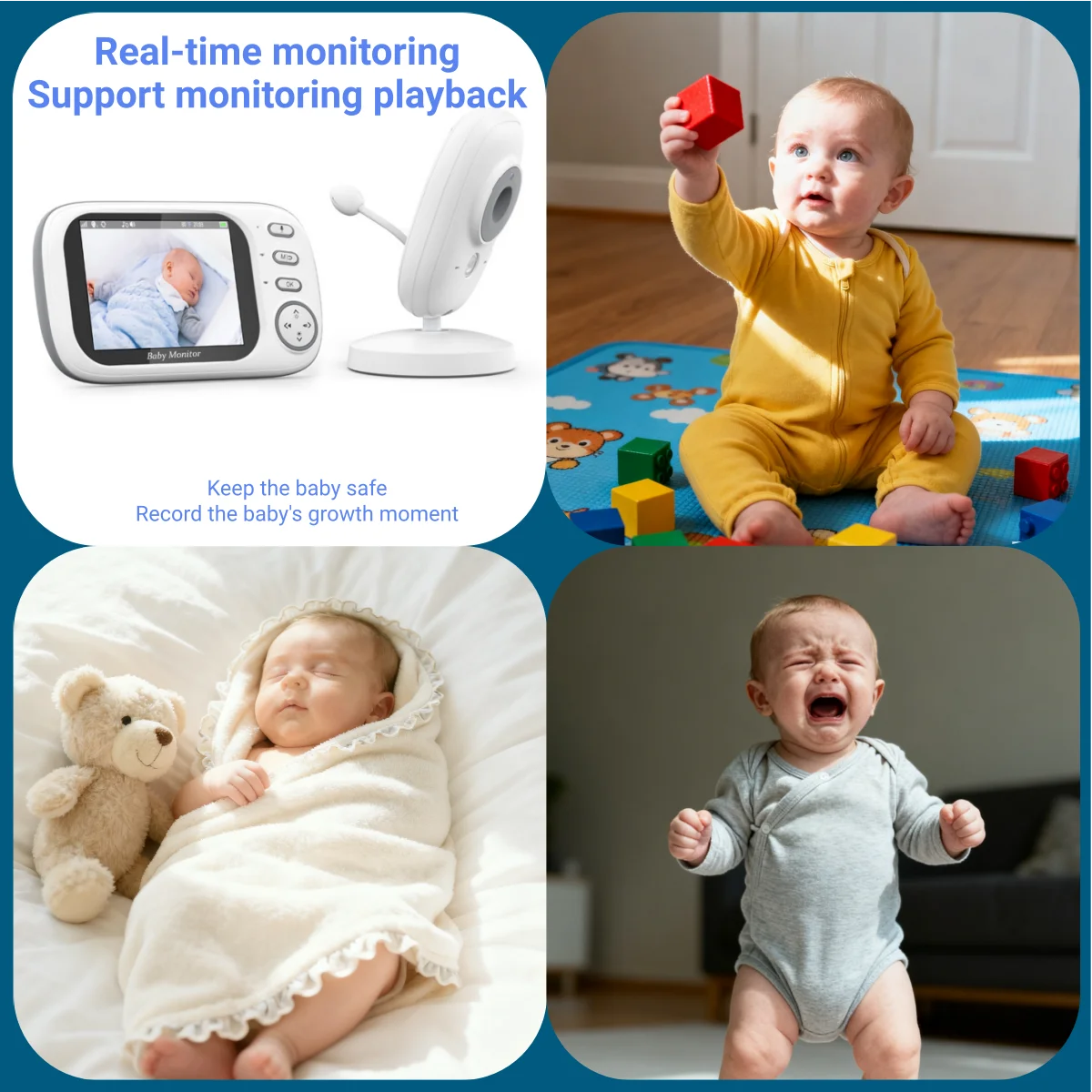 HD радионяня 3,5-дюймовый беспроводной видеомониторинг температуры ночного видения двусторонний аудиоразговор с напоминанием о воспроизведении времени