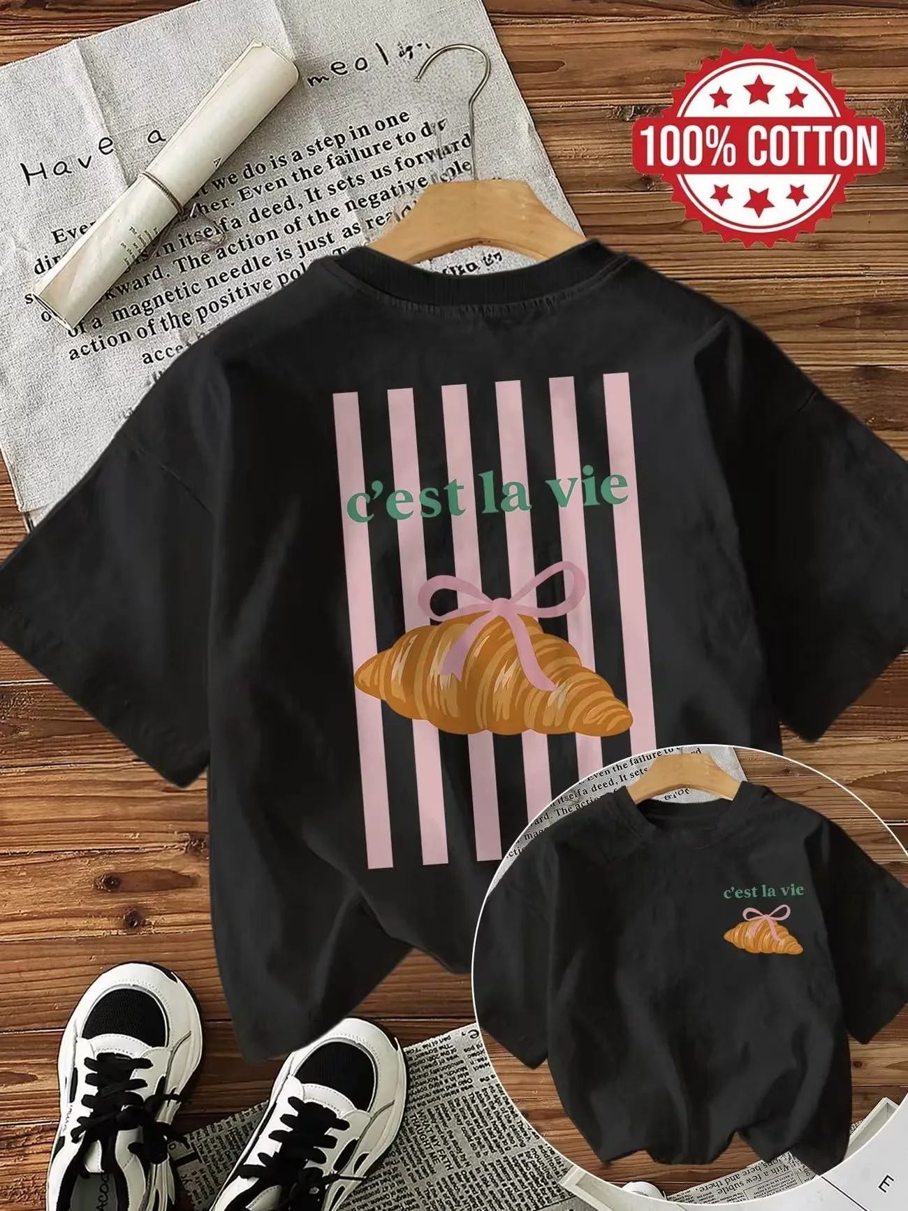 Grafisches Damen Y2k Ästhetik Brotliebhaber Baumwoll-T-Shirt mit Retro-Print, Weicher Rundhalsausschnitt, Kurzarm-Oberteil, Vintage-Shirt – Detail 3