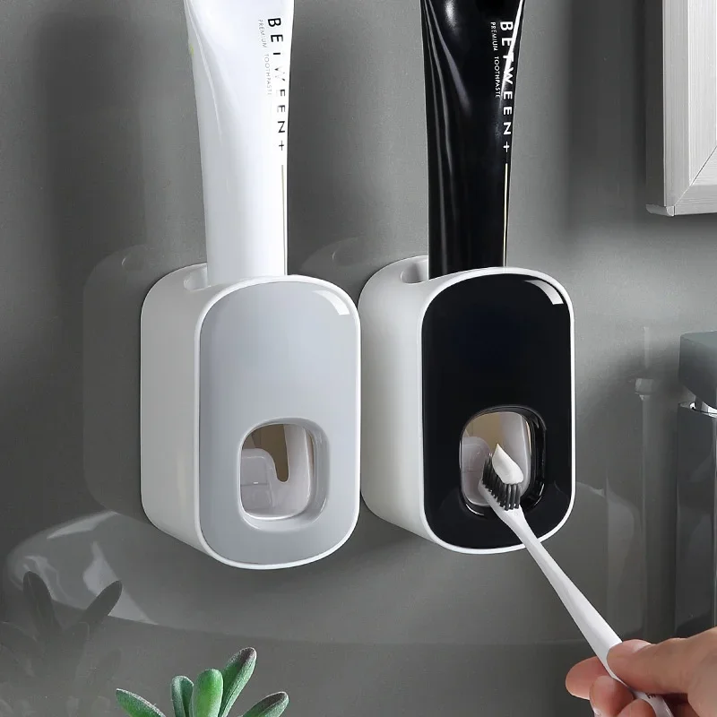 Automatic Toothpaste Dispenser Squeezers Toothpaste Tooth Dust-proof Toothbrush Holder Wall Mount Stand Bathroom Accessories Set