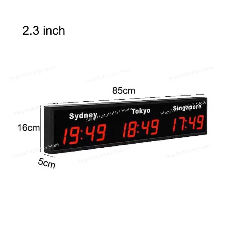 LED Digital Wall World Clock for Hotels, 3-Time Zone, World Time Clock