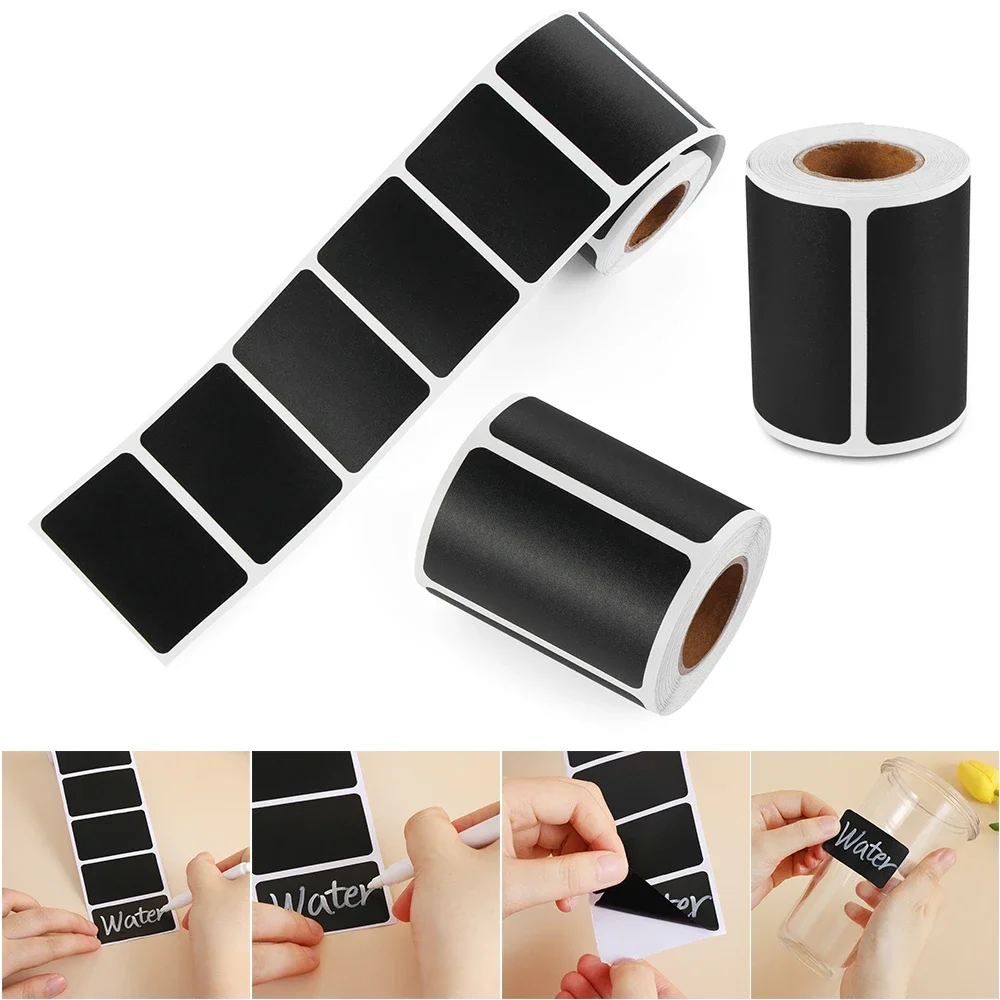 300pcs/roll Waterproof Label Stickers Chalkboard Kitchen Spice Blackboard Labels Stickers Home Jam Jar Bottle Tags Marker Pen