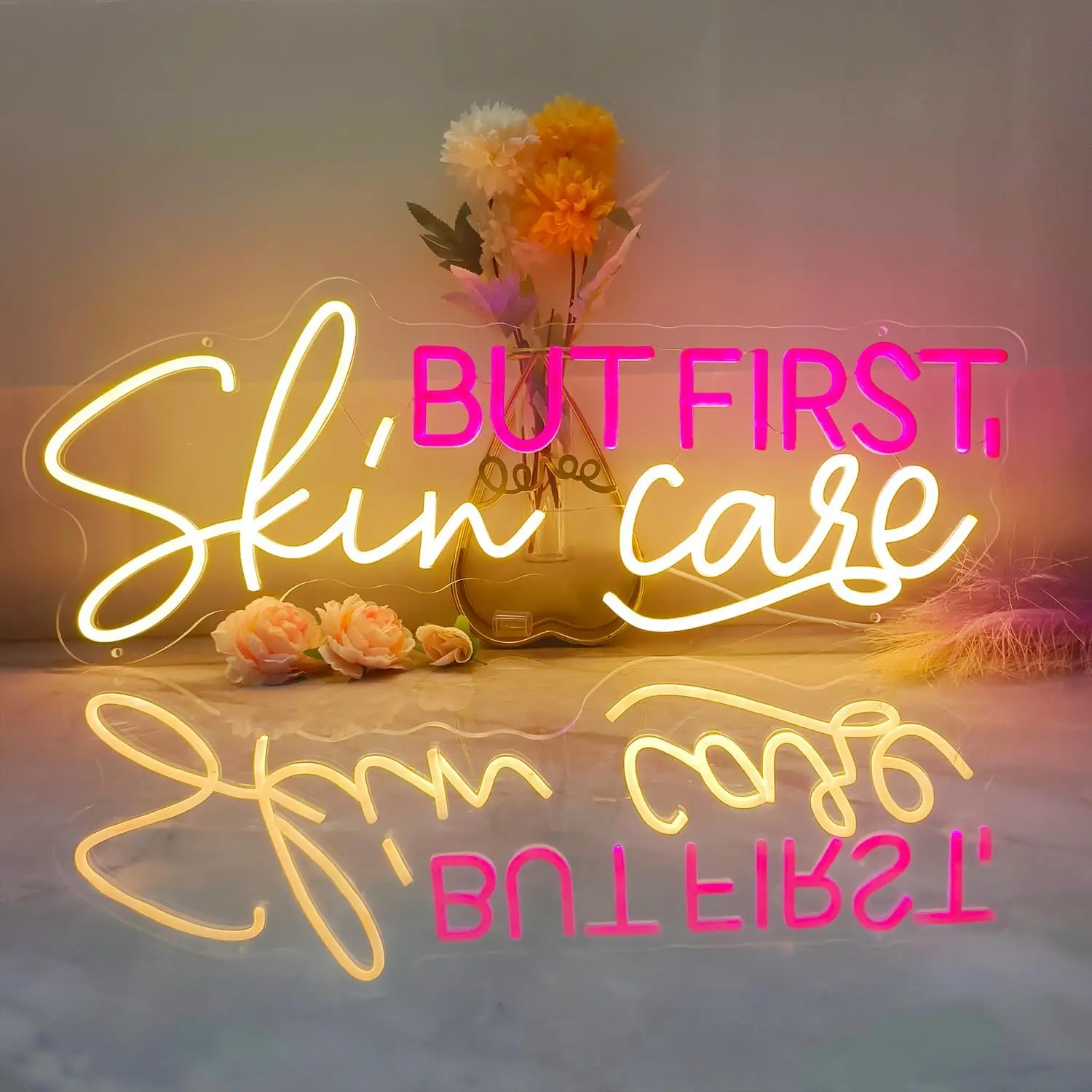 -insegna-al-neon-led-usb-con-scritta-but-first-skin-care-per-spa-salone-di-bellezza-studio-centro-estetico-decorazione-aziendale