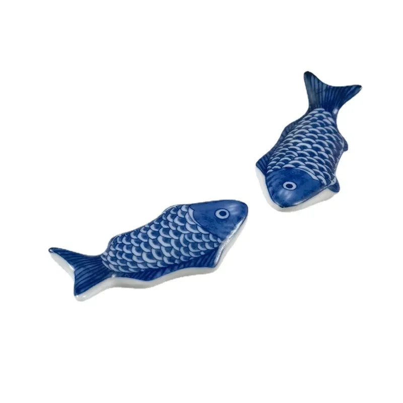 1-2Pcs Cute Fish Shape Ceramic Decorative Chopsticks Holder Rack Spoon Fork Rest Kitchen Tableware Spoon Holder