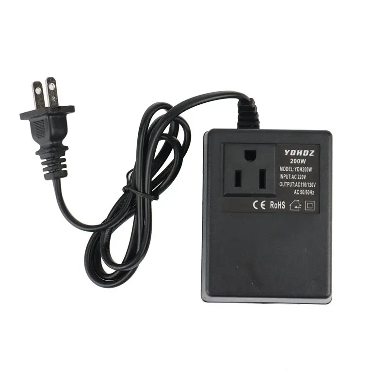 2 PCS 200W Voltage Converter Transformer 220V To 110V Step Down Travel Voltage Transformer Converter US Plug