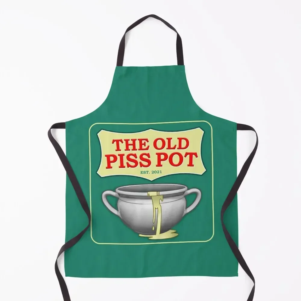 

THE OLD PISS POT (GREEN BACKGROUND) Apron For Women Kitchen Chef Uniform For Men Kitchens Woman kitchen clothes for men Apron