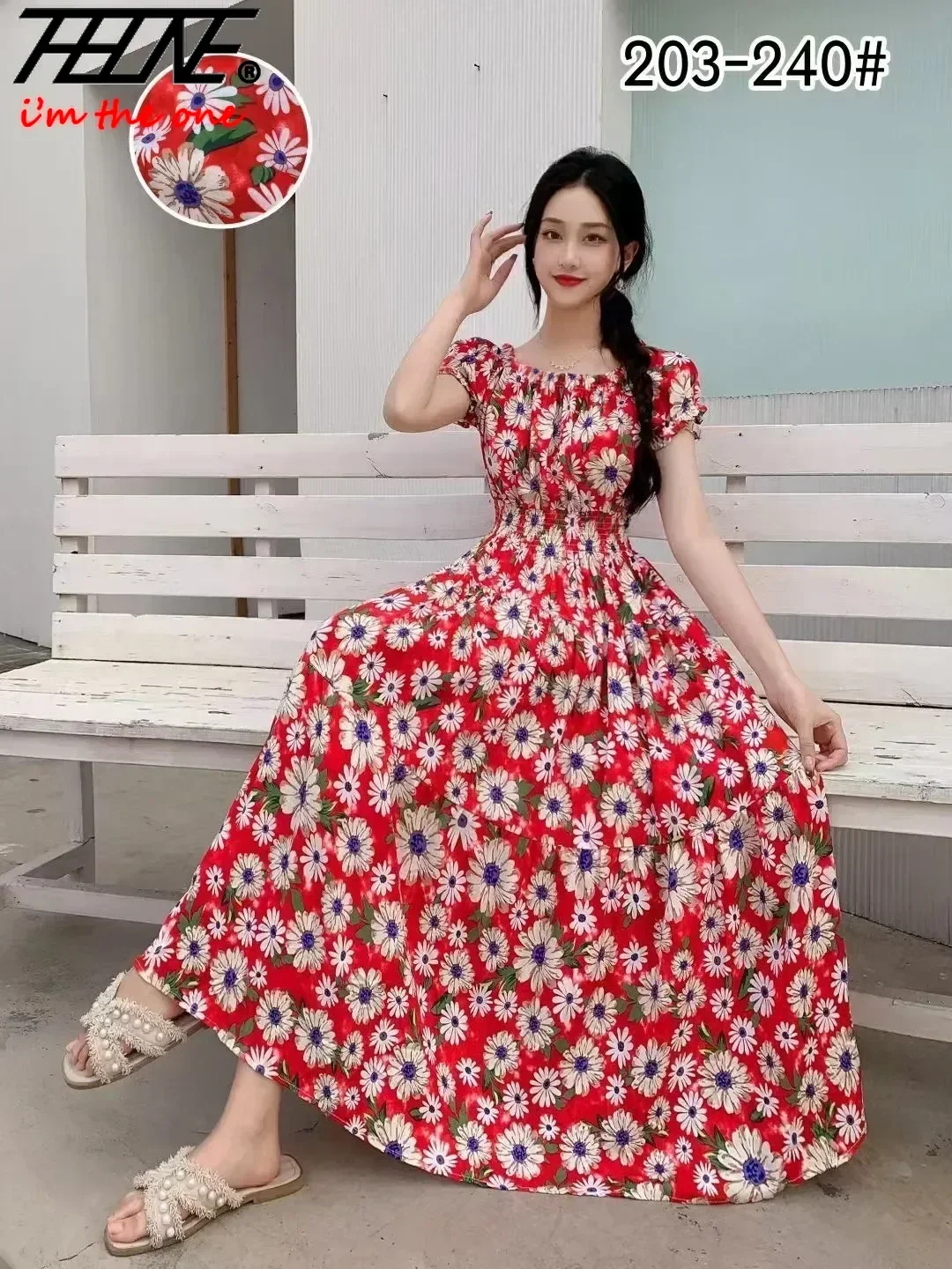 Summer Women Dress Loose Korean Style Bohemian Floral Cotton Beach Off-Shoulder Print Casual Vintage Vestidos Robe Maxi Dresses