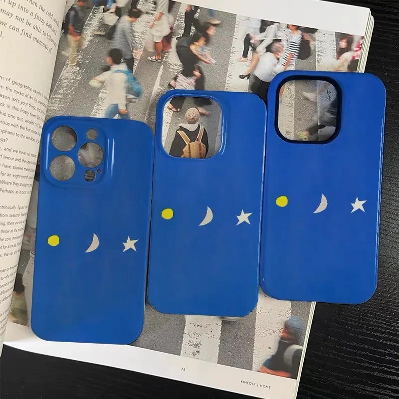 Ins الكورية الأزرق الشمس القمر ستار حافظة لهاتف آيفون 17 16 ProMax 15 14 Plus 13 12 MINI 11 PRO 16Plus XR XS MAX SE غطاء هاتف أكريليك #4