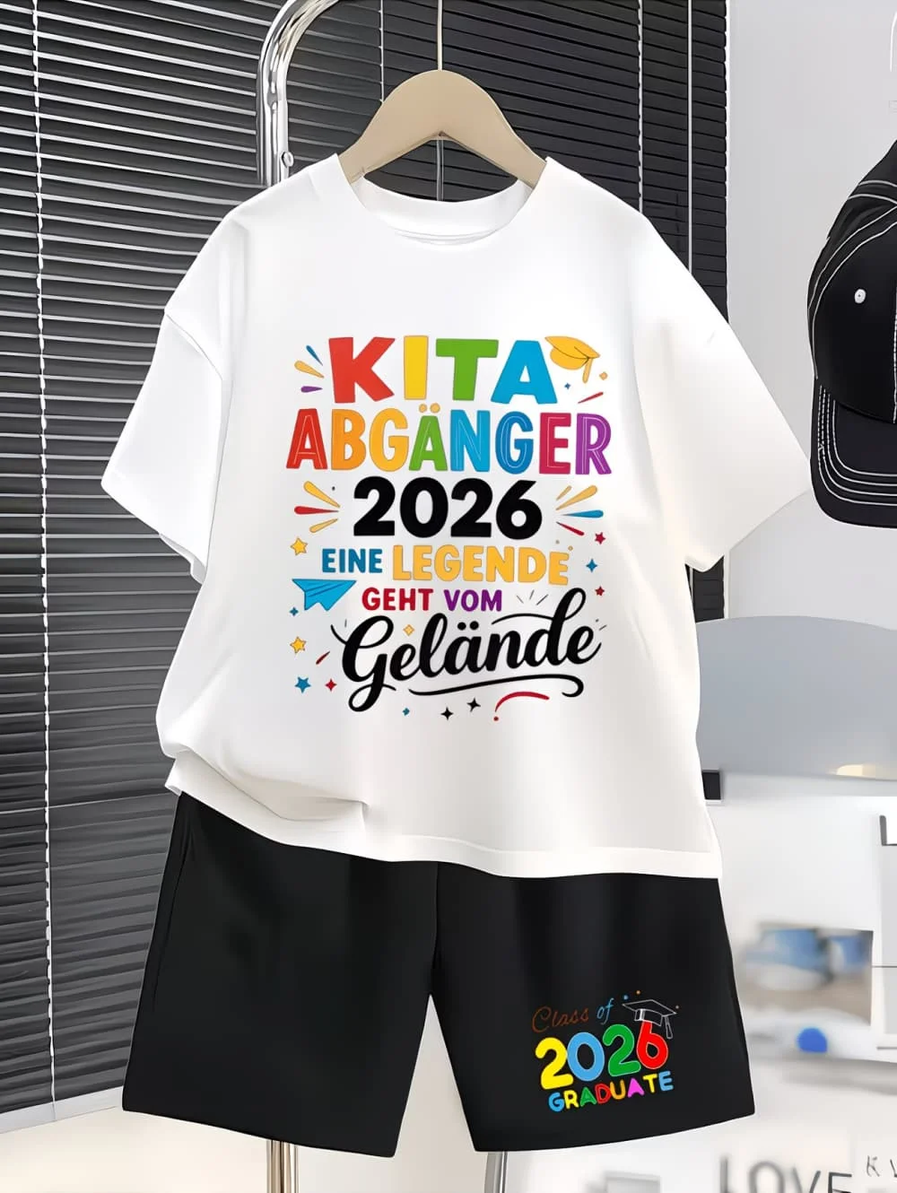 2026 Kindergarten Graduation Commemorative Set Kita Abgänger Boys Girls Print T-Shirt Shorts Two-Piece Funny Children's Clothing