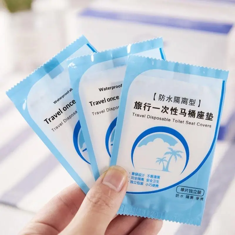 50/100pcs Disposable Toilet Seat Cover Mat Waterproof PVC Travel Toilet Liners Portable Travel Accessory