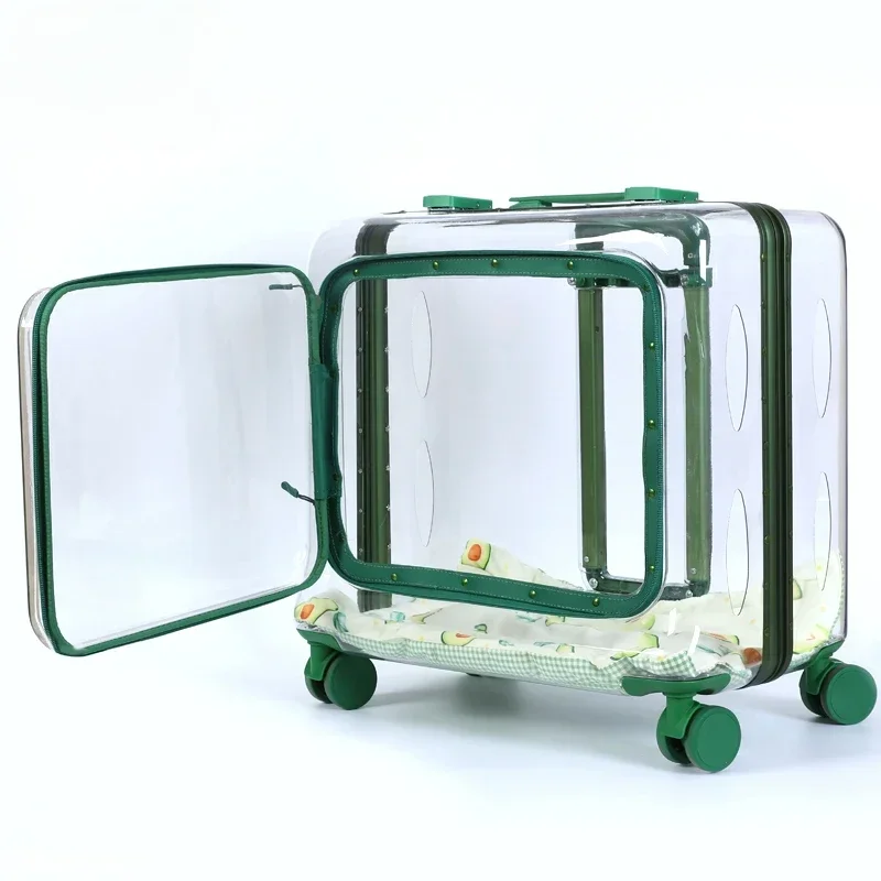 Lightweight Trolley Case with Wheel Stickers Open the door before Freely Breathe Travel Bag Waterproof Moving Castle for Pet