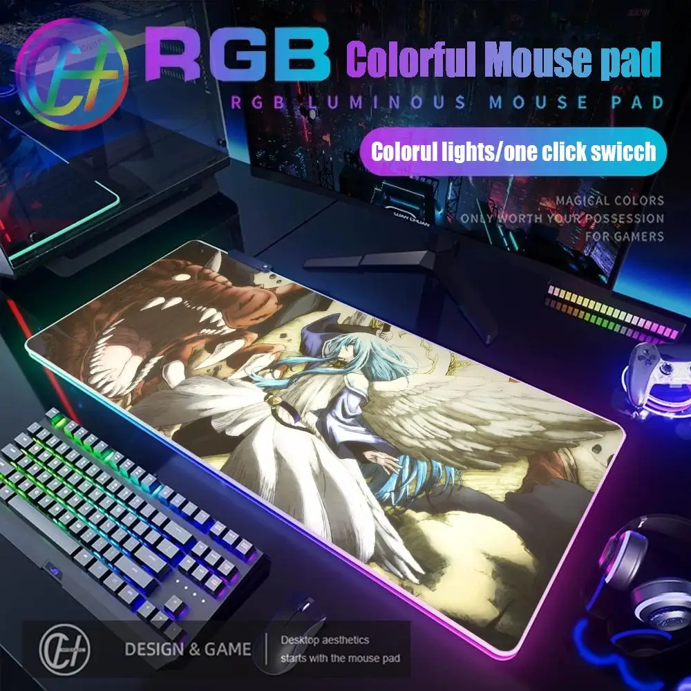 

That Time I Got Reincarnated As A Slime RGB Mouse Pad HD Printing Large Computer pc Keyboard Mat Rubber Luminous Desk Mat