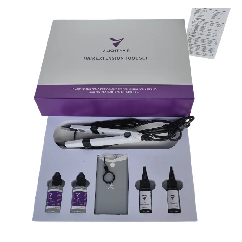 V-Light Technology Hair Extension Tools Kit Set Hair Extension Machine Kit with V light Hair extension glue