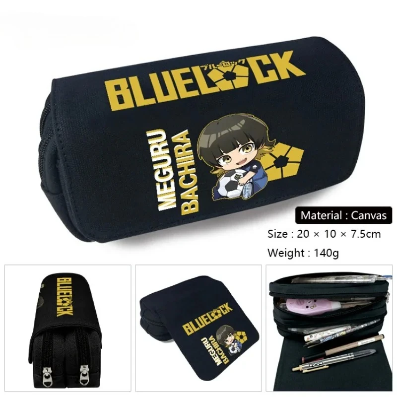 

New Anime Blues New Locked Pencil Case Double Layer Storage Make Up Cosmetic Bag Pencil Box Student School Office Pen Bag