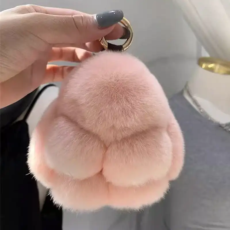 Plush Bunny Key Chain Pendant Furry Cute Rabbit Style Comfortable Luxury Key Phone Decoration with Ring Nice Gadgets Gift