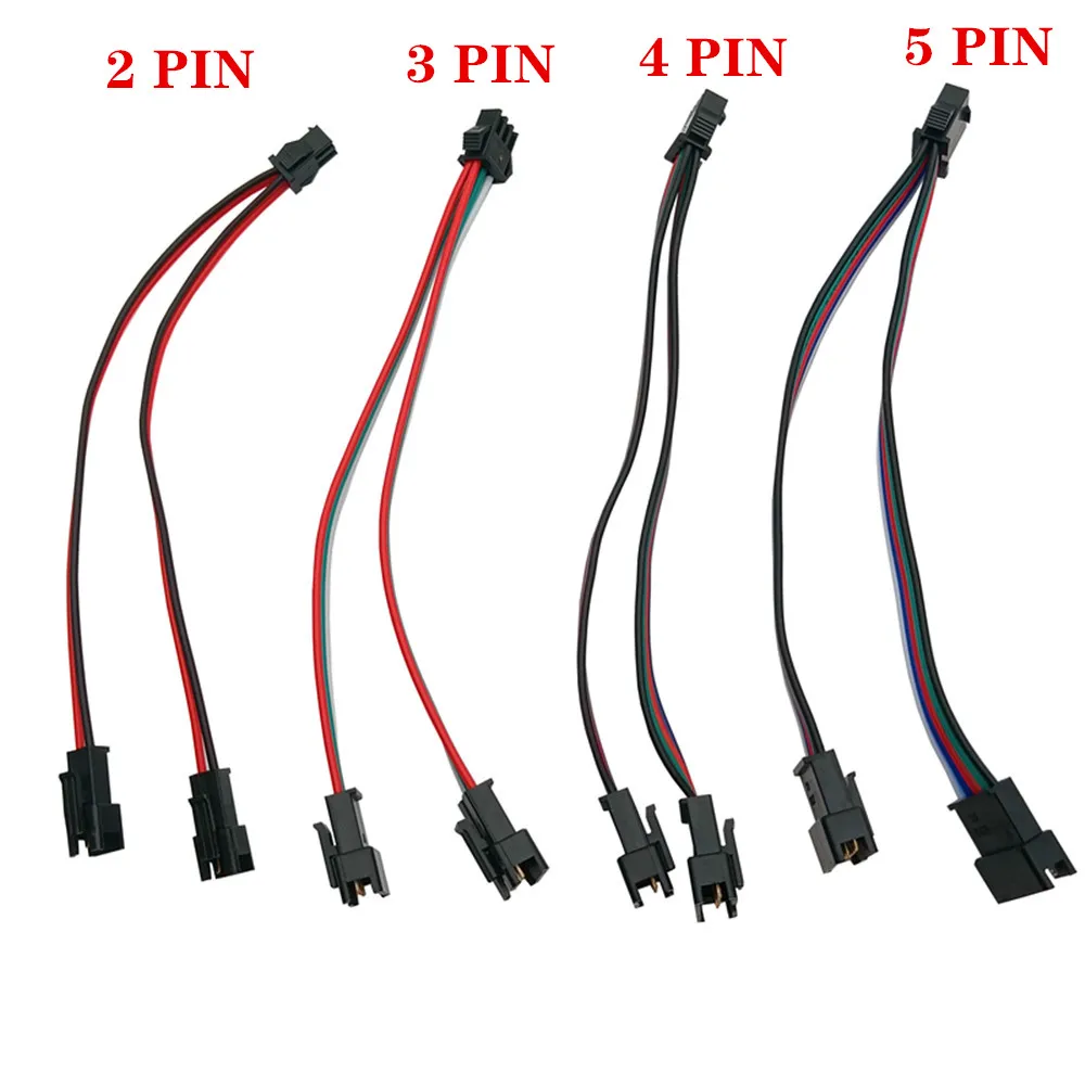 5PCS Splitter Connector 1 to 2 3 4 LED Connector 2Pin 3Pin 4Pin JST Male Female Connector Wire Cable For WS2812 LED Strip Light