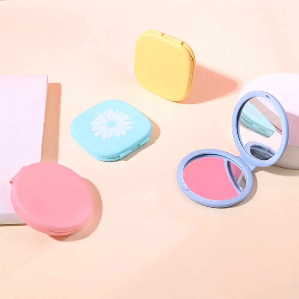 

Portable Makeup Mirrors Silicone Cosmetic Tool Handheld Mirror Square/Round Styling Accessories Compact Mirror Women