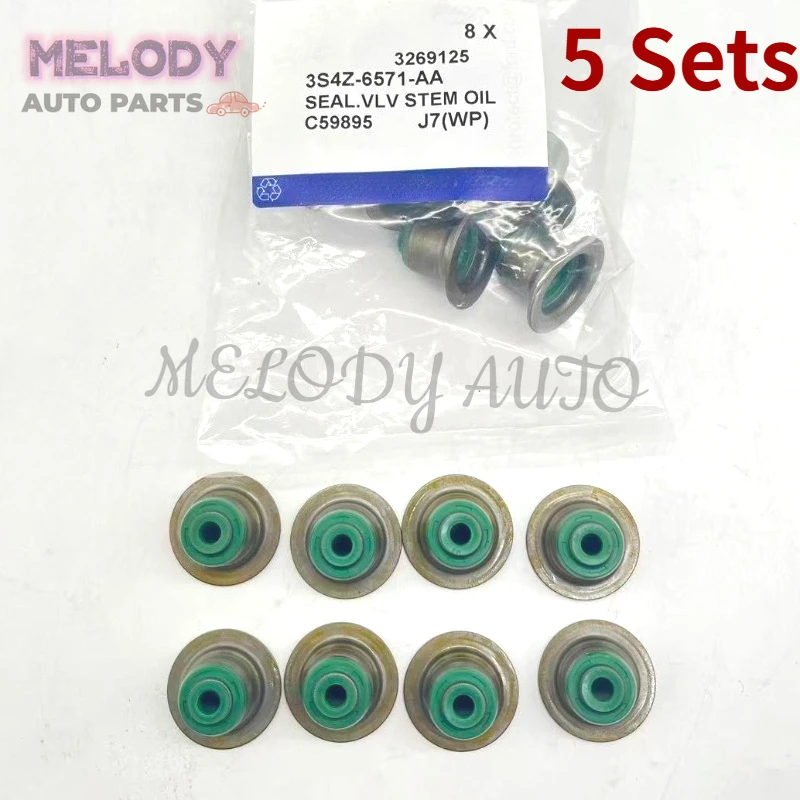 

5 Sets 3S4Z-6571-AA 3S4Z6571AA Valve Stem Exhaust Seal 8PCS/Set for Ford Edge Escape Focus