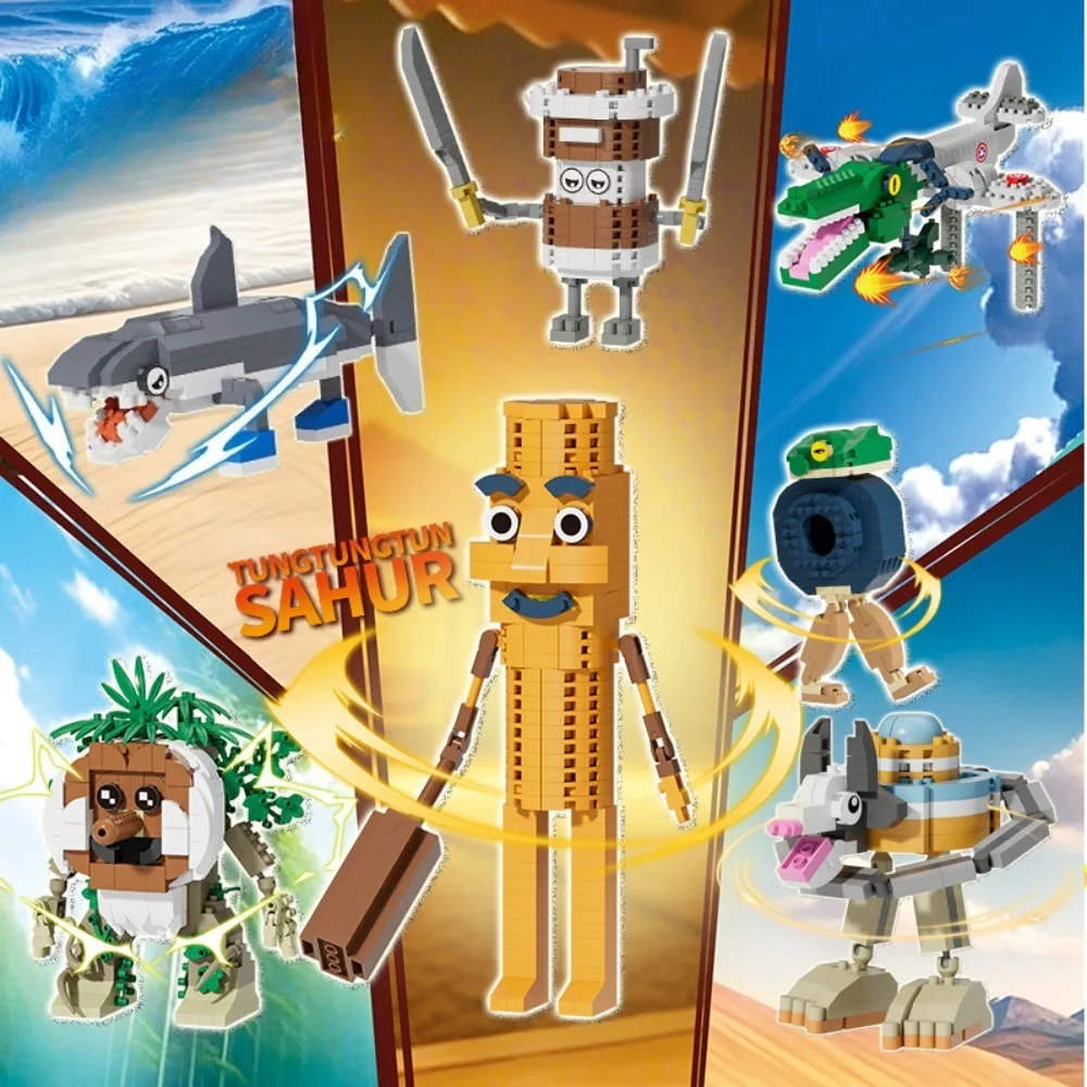 

New Animals Tung Tung Tung Sahur Building Blocks Assembly Anime Figure Tralalelo Tralala Christmas Boy Girl Toy Birthday Gift