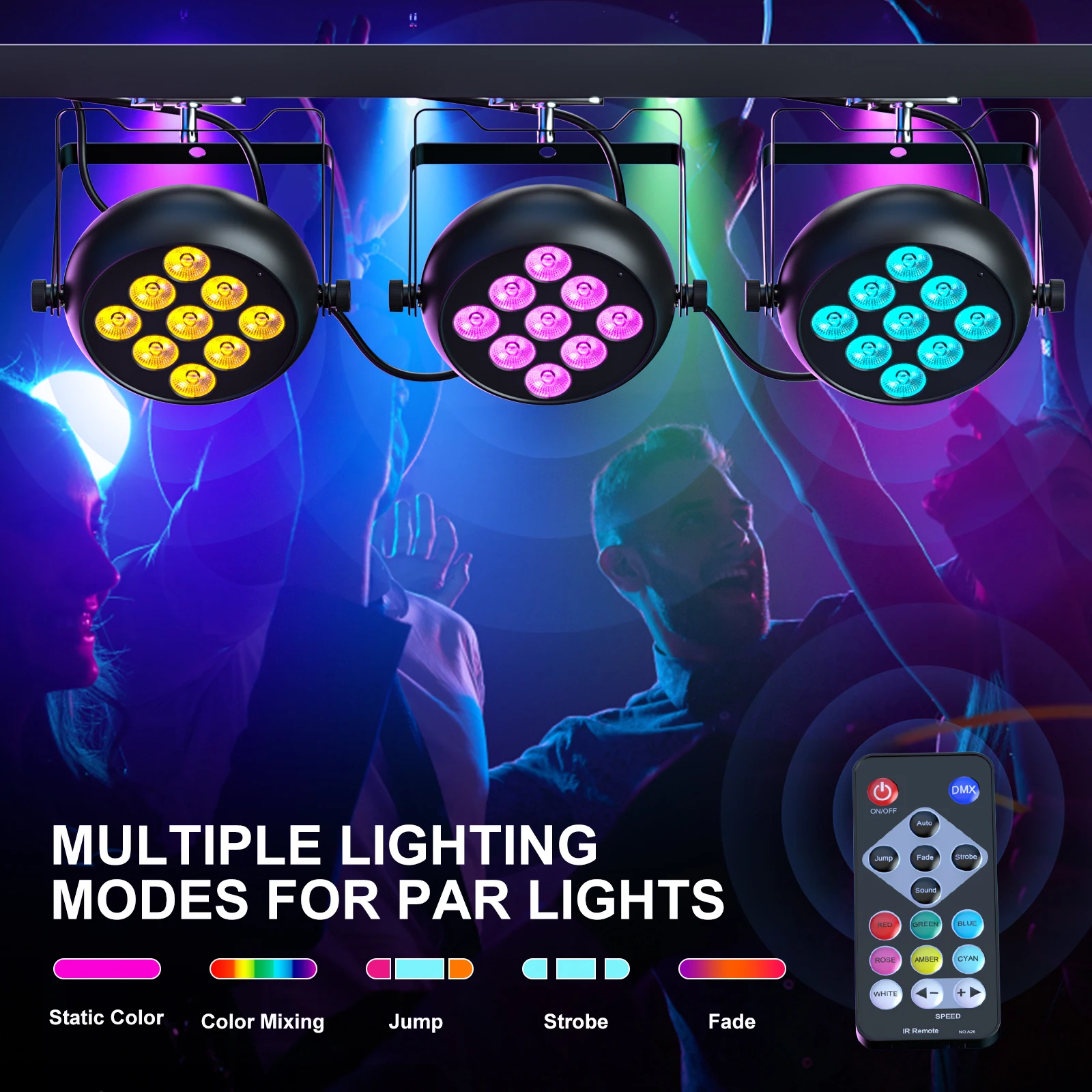 4 in 1 Rgbw 36W LED Par Light 9 LED Mini RGB Wireless Rechargeable Par Lights Rechargeable Show Lightsfor Concert DJ Wedding Bar