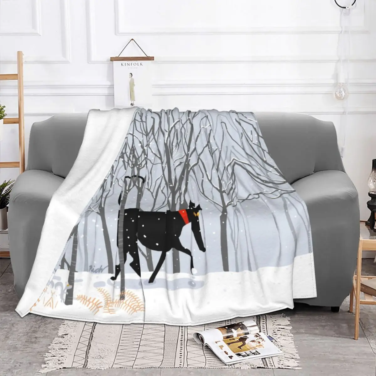 Greyhound Winter Hound Blankets Comfortable Soft Flannel Winter Whippet Sighthound Dog Throw Blanket for Couch Outdoor Bedding