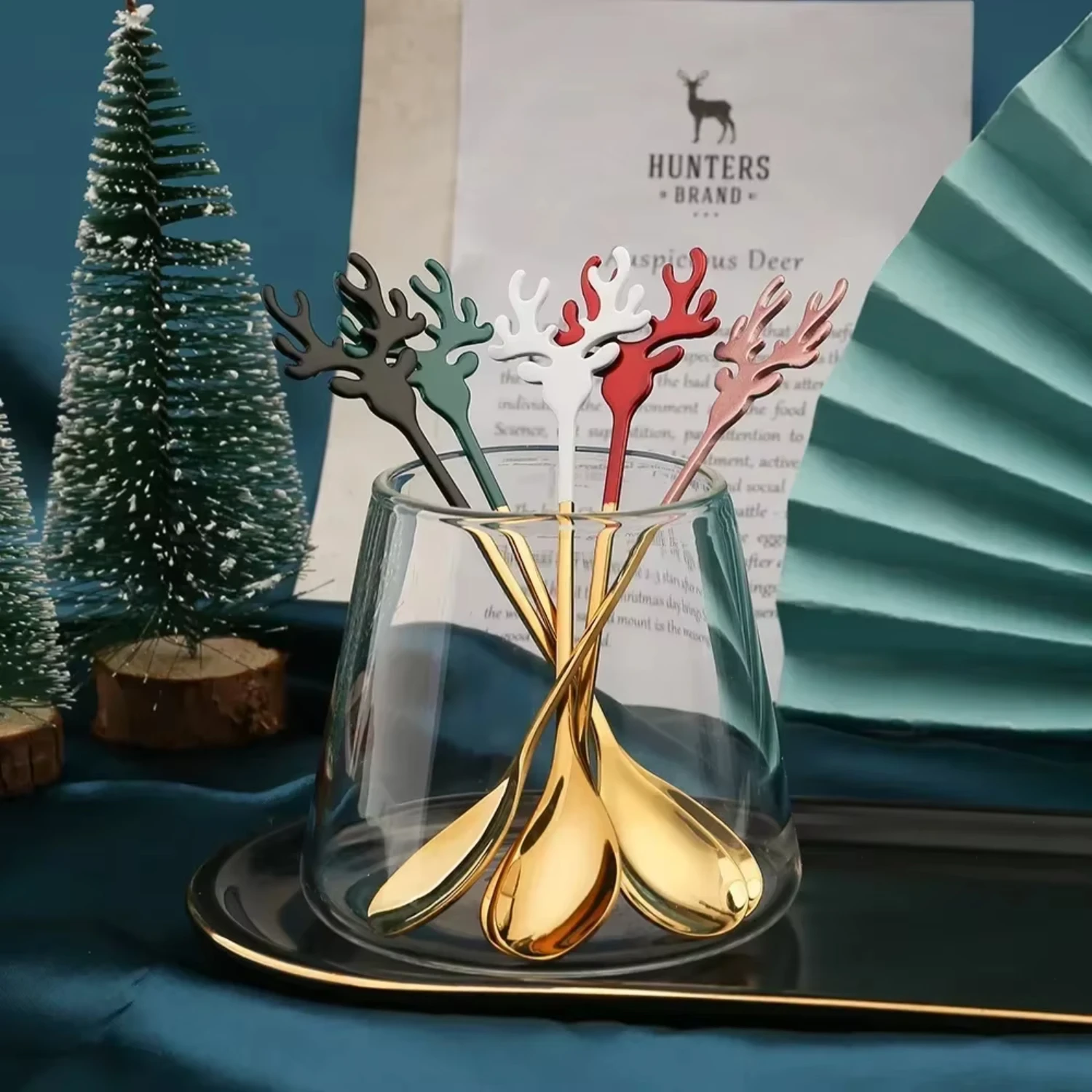 4 pçs forma de natal colher de café inoxidável ano 2024 decoração de natal decoração de mesa navidad 2023 presentes ornamentos anjos