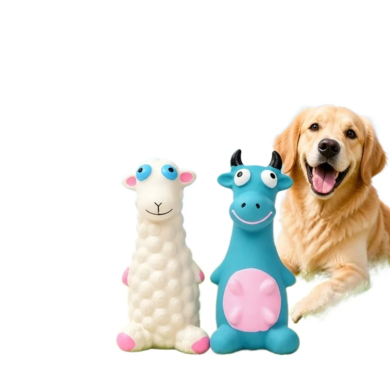 Pet Latex Toys Cute Cattle and Sheep Chewing Rubber Toy Cleaning Tooth Dog Chew Toy For Dogs Bite Resistant Sounder Pet Supplies