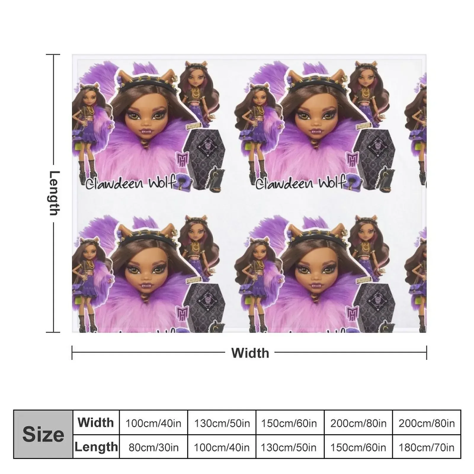 Clawdeen Wolf Haunt Couture Throw Blanket Bed Fashionable wednesday Blankets