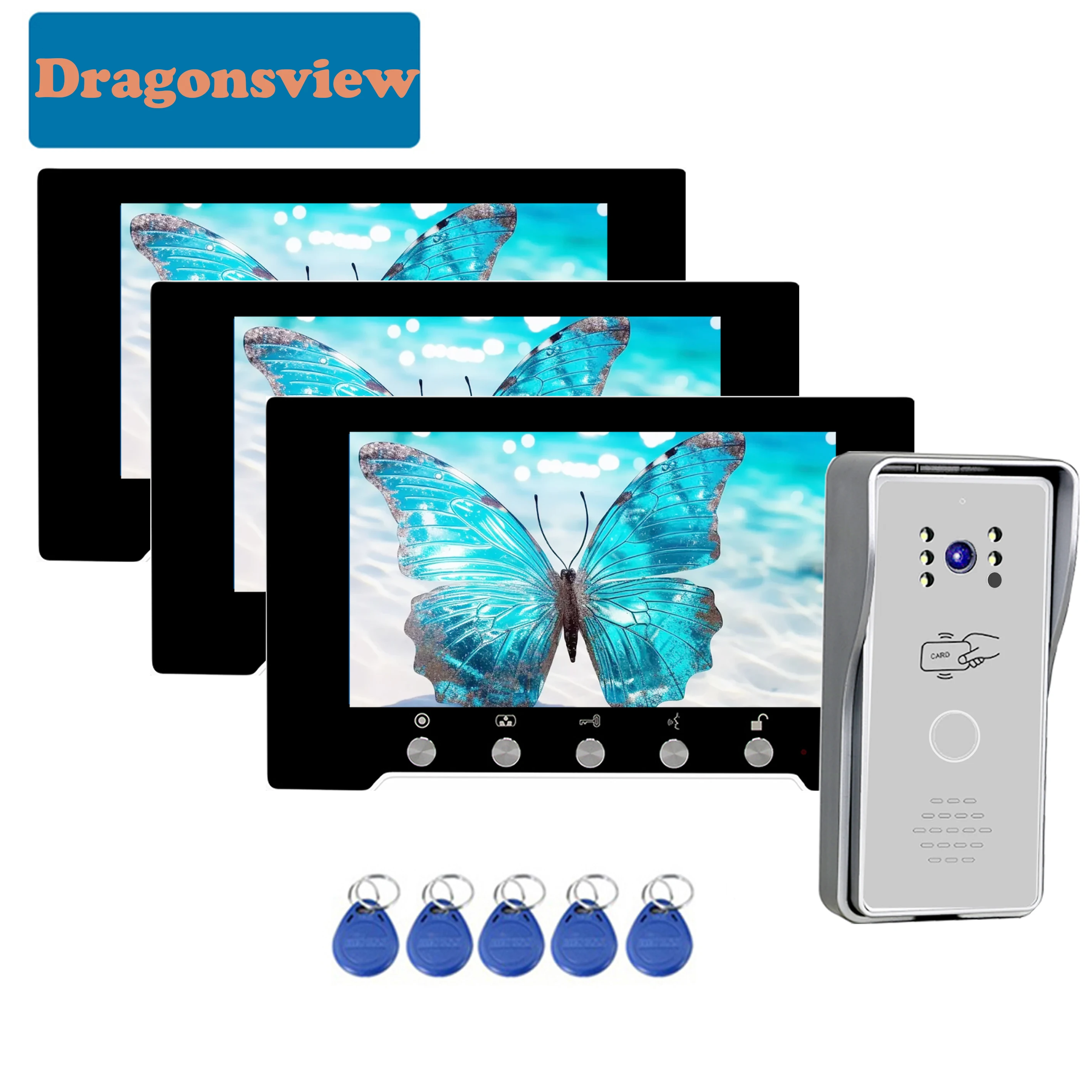 Dragonsview 7 Inch HD Video Door Phone Intercom with RFID Villa Security Door Access Control Home Automation Doorbell Camera