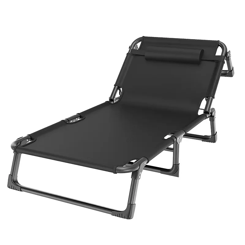 Adjustable 4-Position Reclining Camp Bed Portable Folding Design for Outdoor Camping Beach Metal for Bedroom Living Room